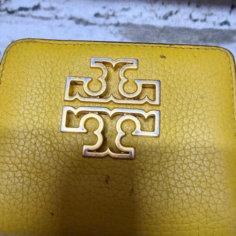 Tory Burch Bright Yellow Pebbled‎ Leather Zip-Around Wallet